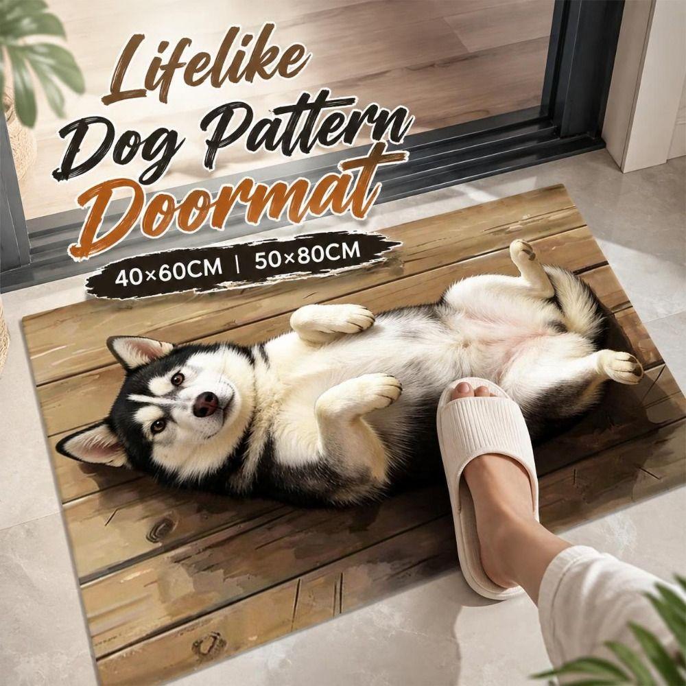 Absorbent Dog Pattern Floor Mat Diatomite Bath Mat Creative Optical Illusion Doormat Entryway