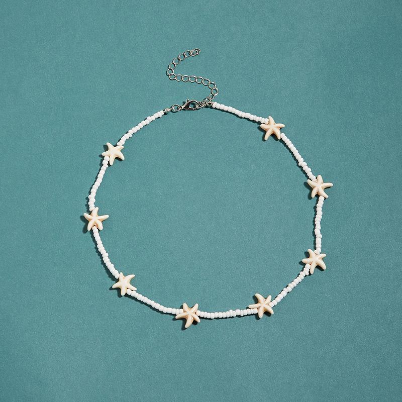 Bohemian Beach Shell Conch Beaded Necklace For Women Summer Ocean Style Seashell Starfish Pendant Choker Vacation Party Jewelry