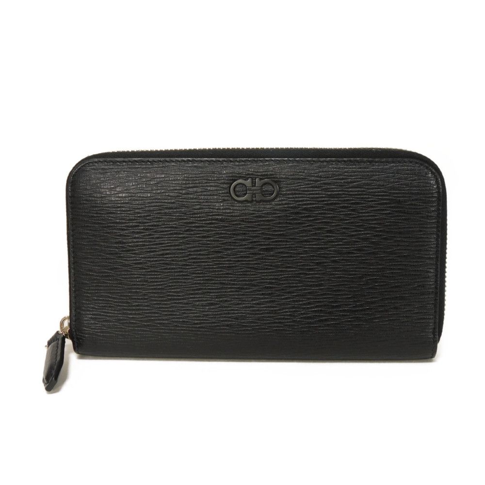 Used 9896 Long Zip Wallet 66A590 7940 Green Two-Tone Zip Around Gancini Black Men's from Japan AUTHENTIC