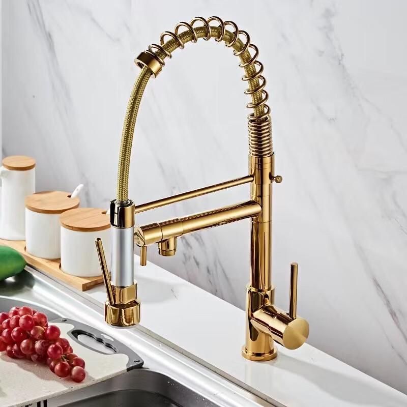 Выдвижной кухонный смеситель TLXT Gold