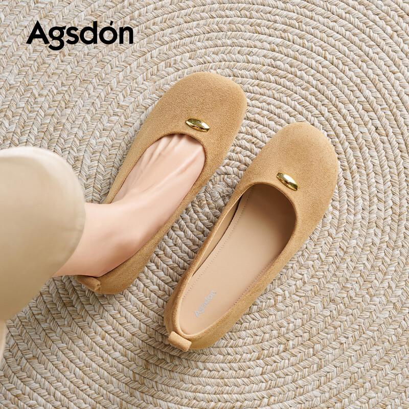 Agsdon Women s Round Toe Casual Bean Flats 37