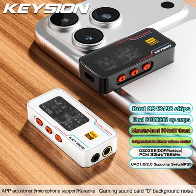KEYSION Dongle Type C USB DAC AMP Audio HiFi Decoder Headphone Amplifier 2*CS43198 2*SGM8262 Chip 768kHz DSD256 3.5/4.4mm Output