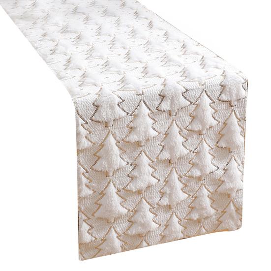 Christmas Table Runner 3D Xmas Tree Table Runner Thickened Sequin Tablecloth for Holiday Home Farmhouse Dining Table Decor