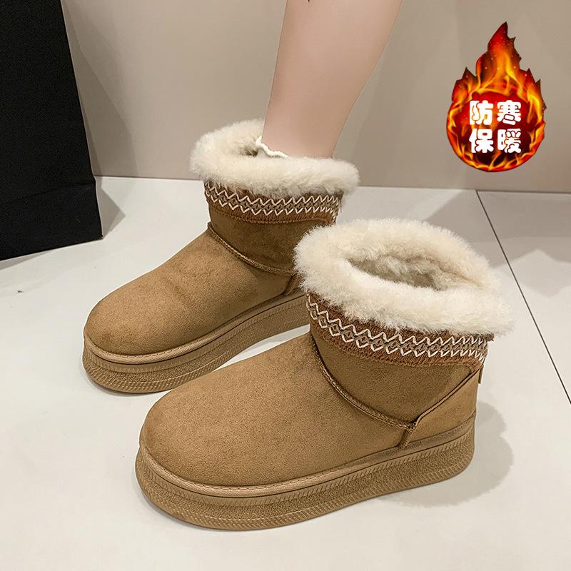 Enter the foreign trade factory for direct sales, winter warm fur integrated snow boots women's shoes short cotton wool shoes non-slip