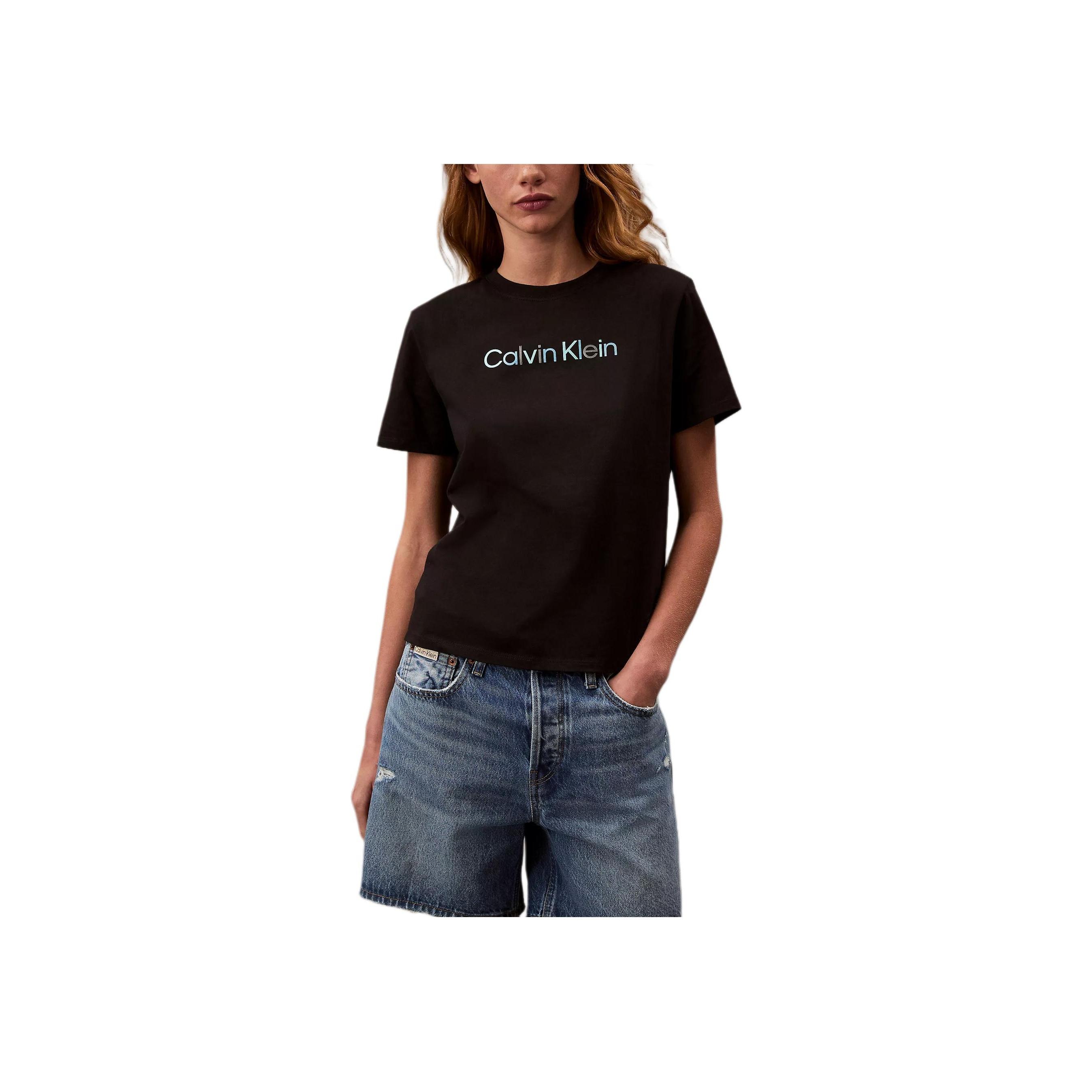 

Calvin Klein Мягкая Дышащая Футболка с Круглым Вырезом Удобная с Коротким Рукавом Женские топы Черный 478015S-001 XL