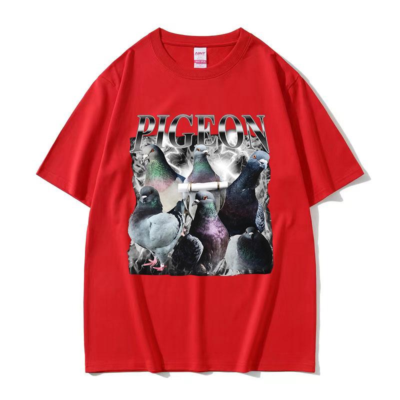 Taube Lustige Grafik T-Shirts Unisex Damen Ästhetisches Vintage Kurzarm-T-Shirt Lässig 100% Baumwolle Übergroßes T-Shirt Streetwear