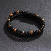 Men's Versatile High-End Natural Tiger Eye & Volcanic Stone Beaded PU Leather Bracelet