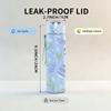 1PC Blue Lavender Floral Seamless Pattern Print 750ml Color Plastic Sports Water Bottle Leakproof Flip Straw Lid Suitable for Sports Office Home Use