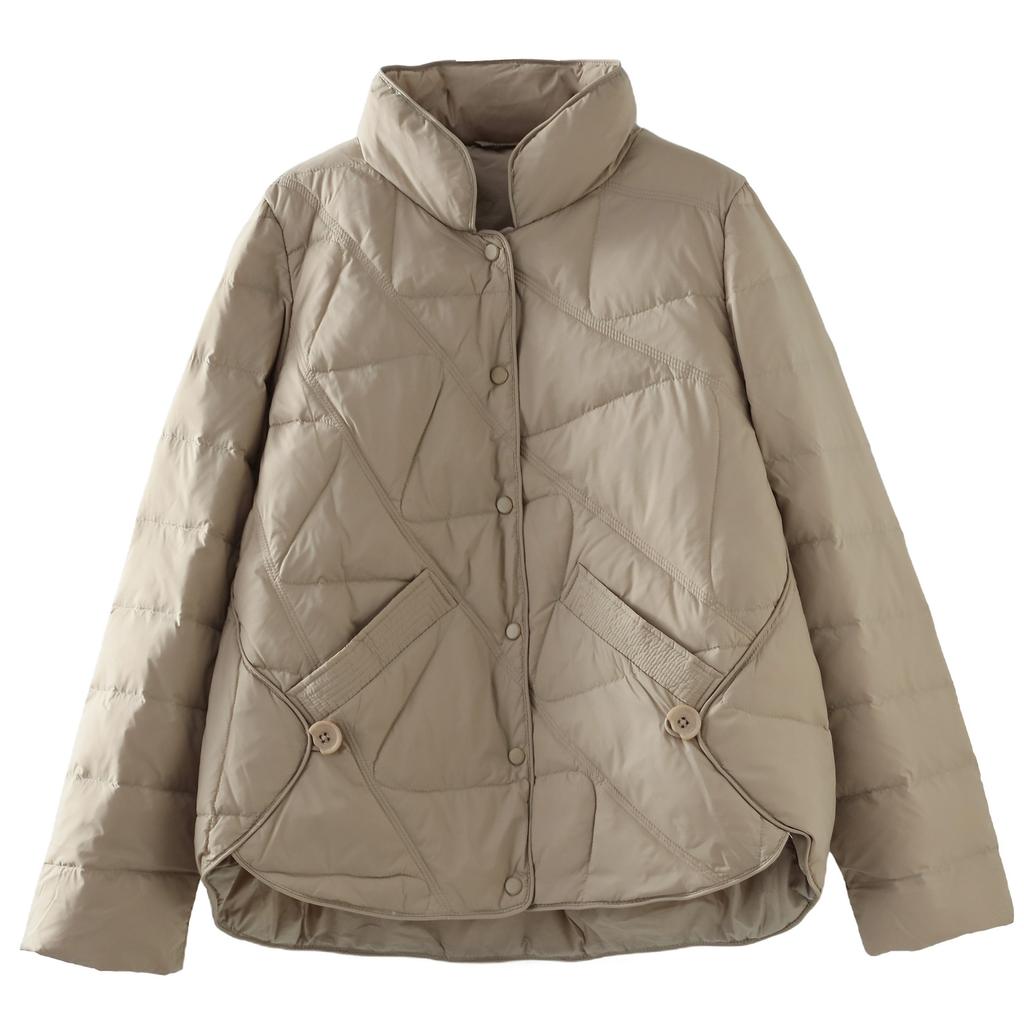 Literary stand-up collar, light and warm short down jacket for women, winter new fashionable white duck down loose coat for women