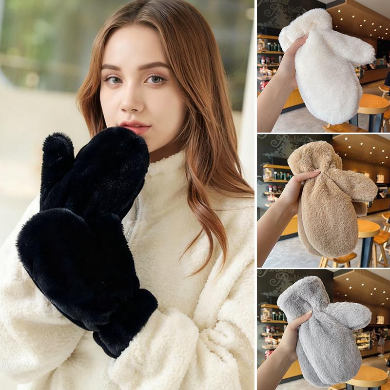 1 Paar Einfarbig Niedlich Kaltwetterausrüstung Vielseitig Weiche Textur Wärme Fäustlinge Bequem Mehrfarbig