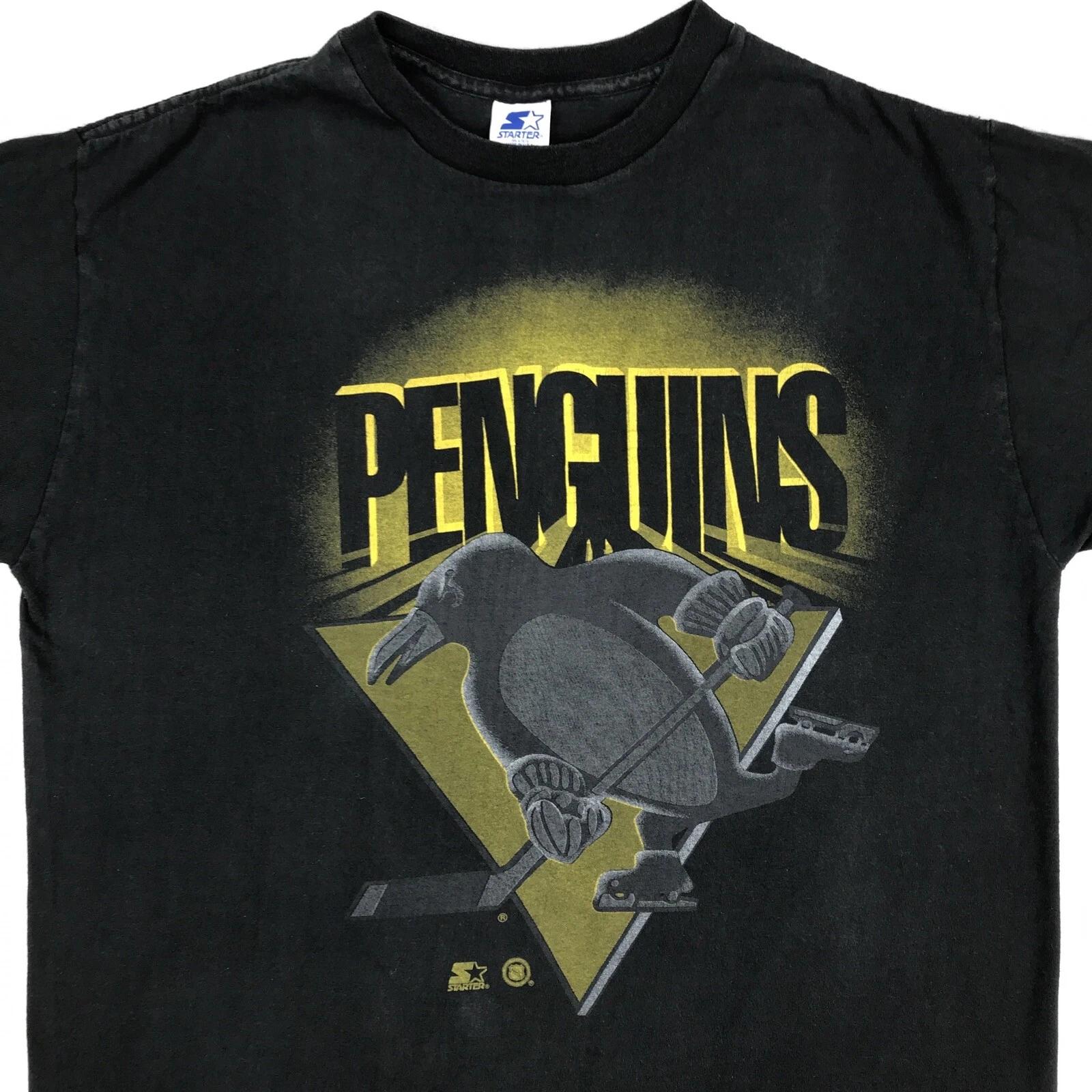 vintage 90s PITTSBURGH PENGUINS STARTER T-Shirt LARGE/XL nhl ice hockey M