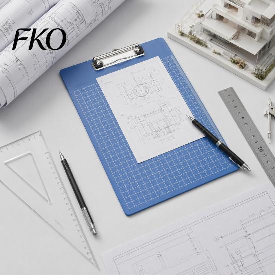 Durable Office File Folder A4 Folder, with Reinforced Metal Clip And Clear Scale Smooth Surface Writing Pad Ruler, Portable Document Pad, for