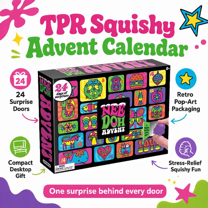 NeeDoh Calendar Blind Box Pinch Fun, 24 Days Countdown To Christmas Special Gift Box, Suitable for Family Holiday Gifts