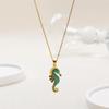 Stainless Steel Seahorse Pendant Necklace Turquoise Boho Ocean Jewelry For Women