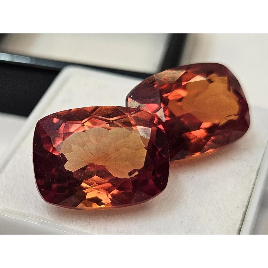 Natural Padparadscha Sapphire For Earring Making Cushion Cut 20 Ct Pair