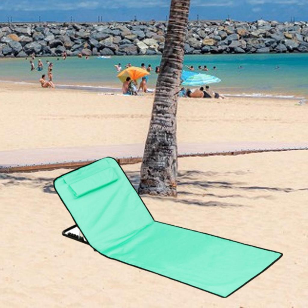 Folding Beach Chair With Adjustable Seating Dual-Purpose Beach Mat Outdoor Portable Single Leisure Chair Lightweight Portable