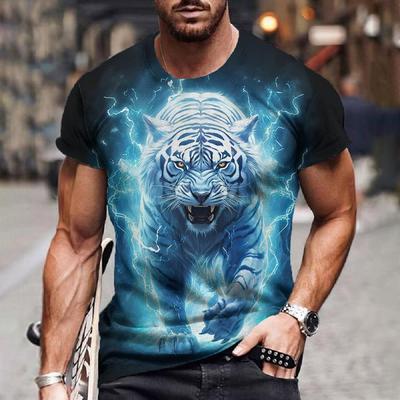 2024 T-Shirt Για Ανδρικά Μπλουζάκια 3D με Τίγρη Καλοκαιρινό Oversized T-Shirt Ανδρικά Μπλουζάκια Κοντομάνικα Ανδρικά Ρούχα Streetwear