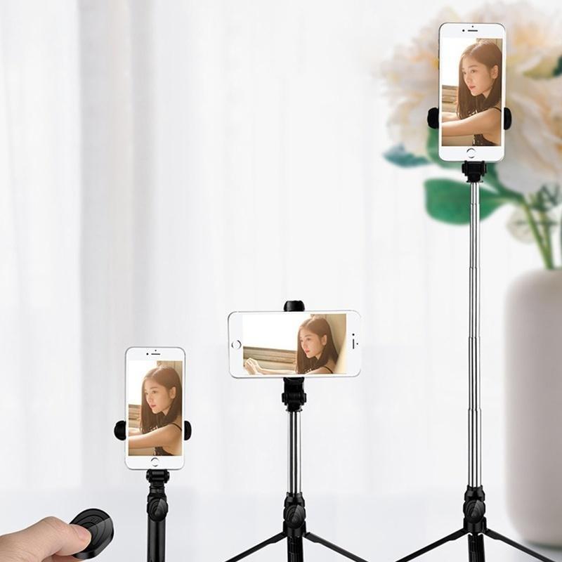 Mini Wireless Bluetooth Selfie Stick Monopod Extendable Tripod Selfie Stick & Double Phone Holder