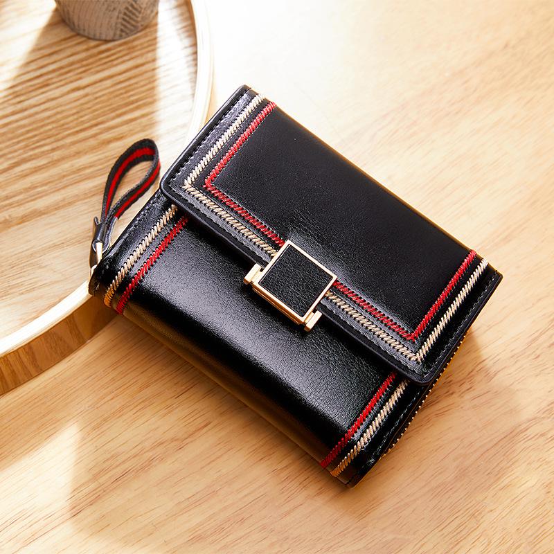 2025 Women's Retro Oil Wax Leather Accordion Wallet - Multi-Card Slot, Zipper, Short Style