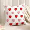 Valentines Day Throw Pillowcase 3D Heart Embroidery Short Plush Luster 45*45cm Hidden Zipper Closure Pillow
