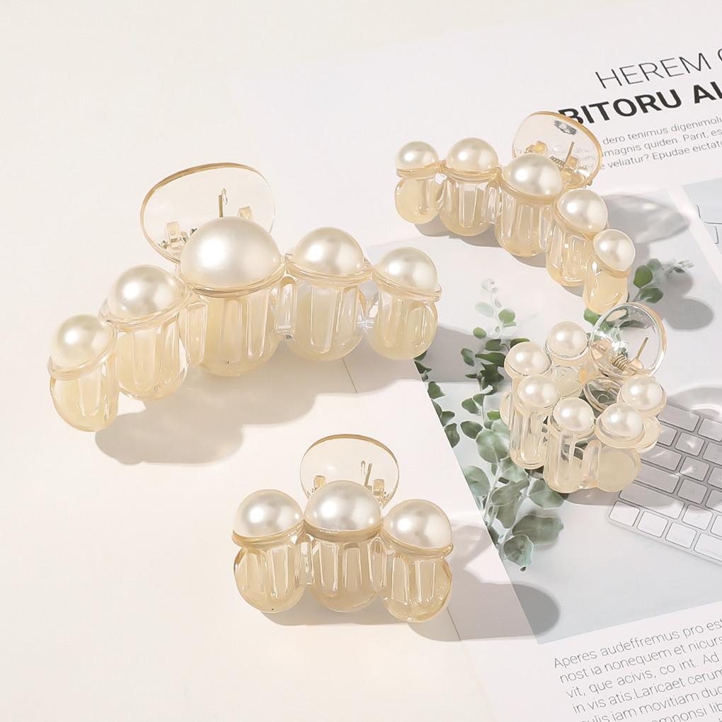 Champagner Große Perlen Acryl Haarspangen Groß Größe Make-up Haarstyling