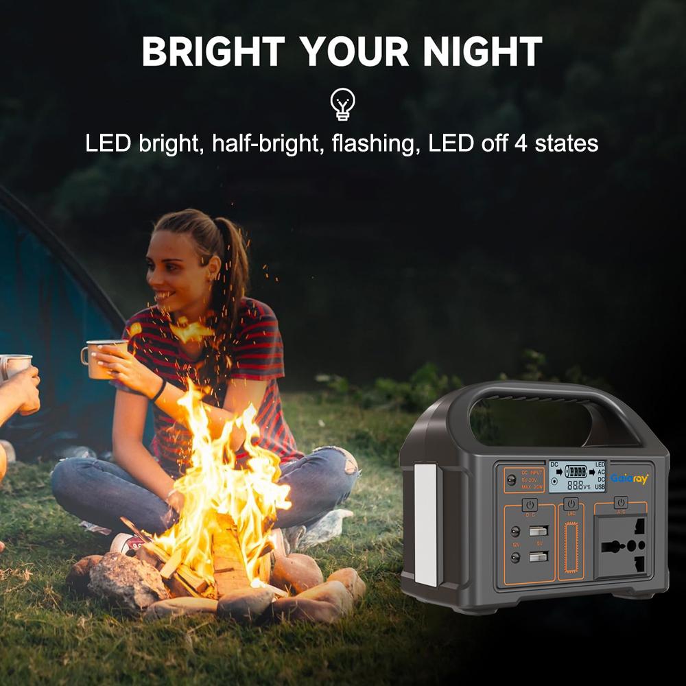 Gaiaray 100W Powerstation Tragbarer Solargenerator 76,8Wh 220V LiFePO4-Akku USV Notstromaggregat LED-Licht für Camping