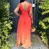 Suer Beach V-neck Halter Suspender Sexy Straps Gradual Change Color Long Dress Dress Dress