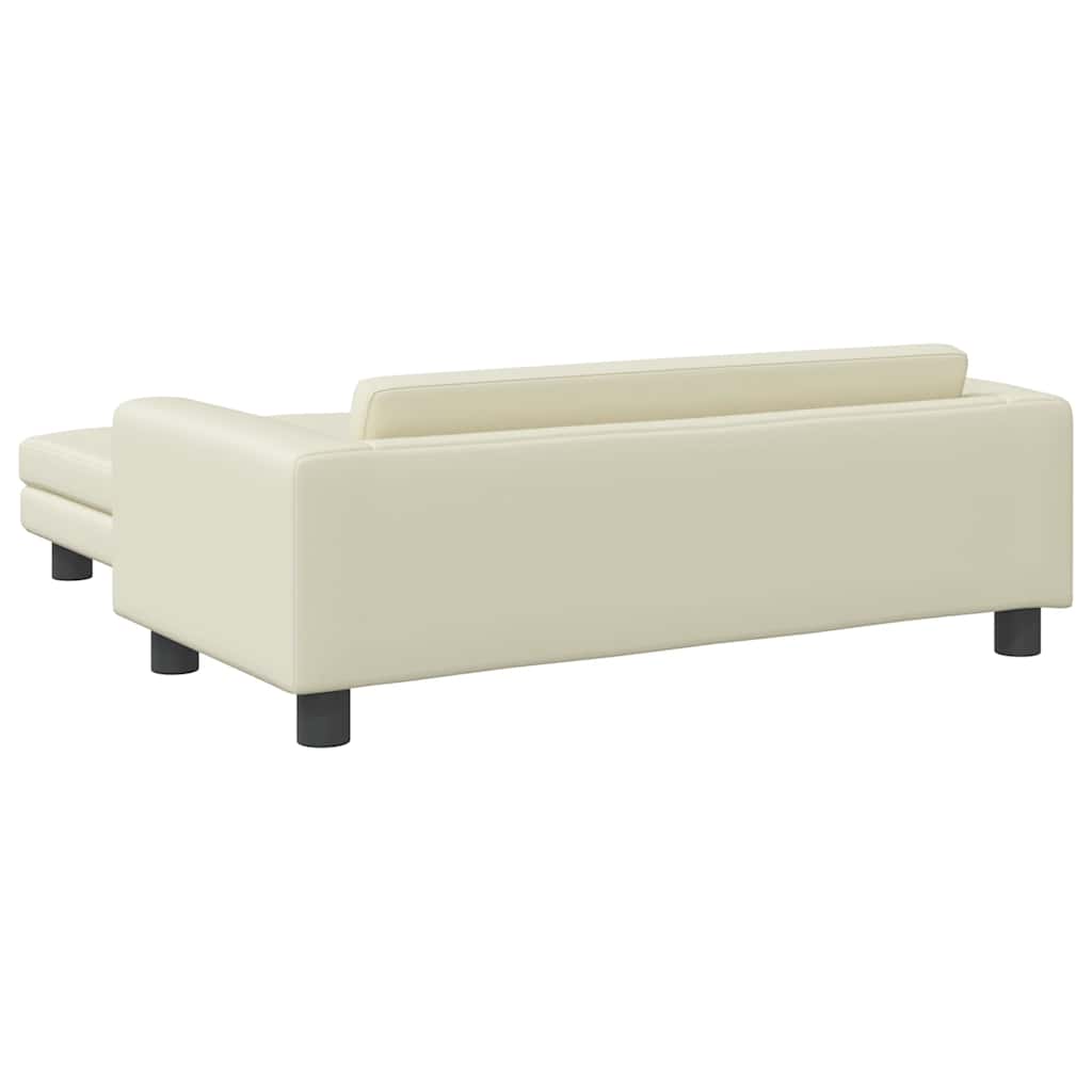 Kids Sofa with Footstool Cream 100 X 50 X 30 Cm Faux Leather