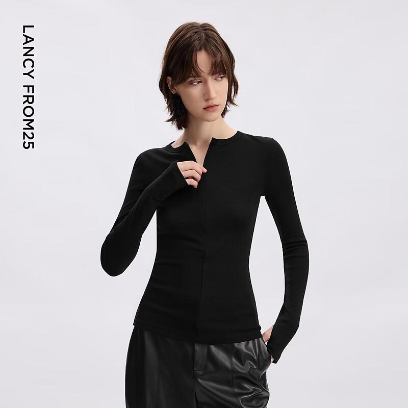 Langzi Women's Quarter-Zip Wool Long Sleeve Top