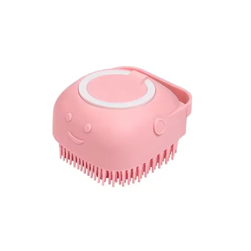 

Bath Massage Brush Bathroom Multifunctional Puppy Big Dog Cat Soft Safety Silicone Pet Accessories for Dogs Cats Tools рожевий