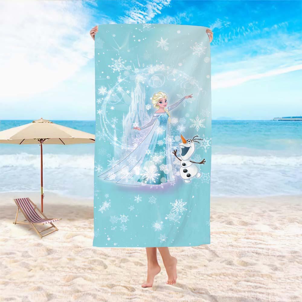 Princess Style Cartoon Printed Microfiber Beach Towel Soft Water Absorbent Bath Towel For Girls
