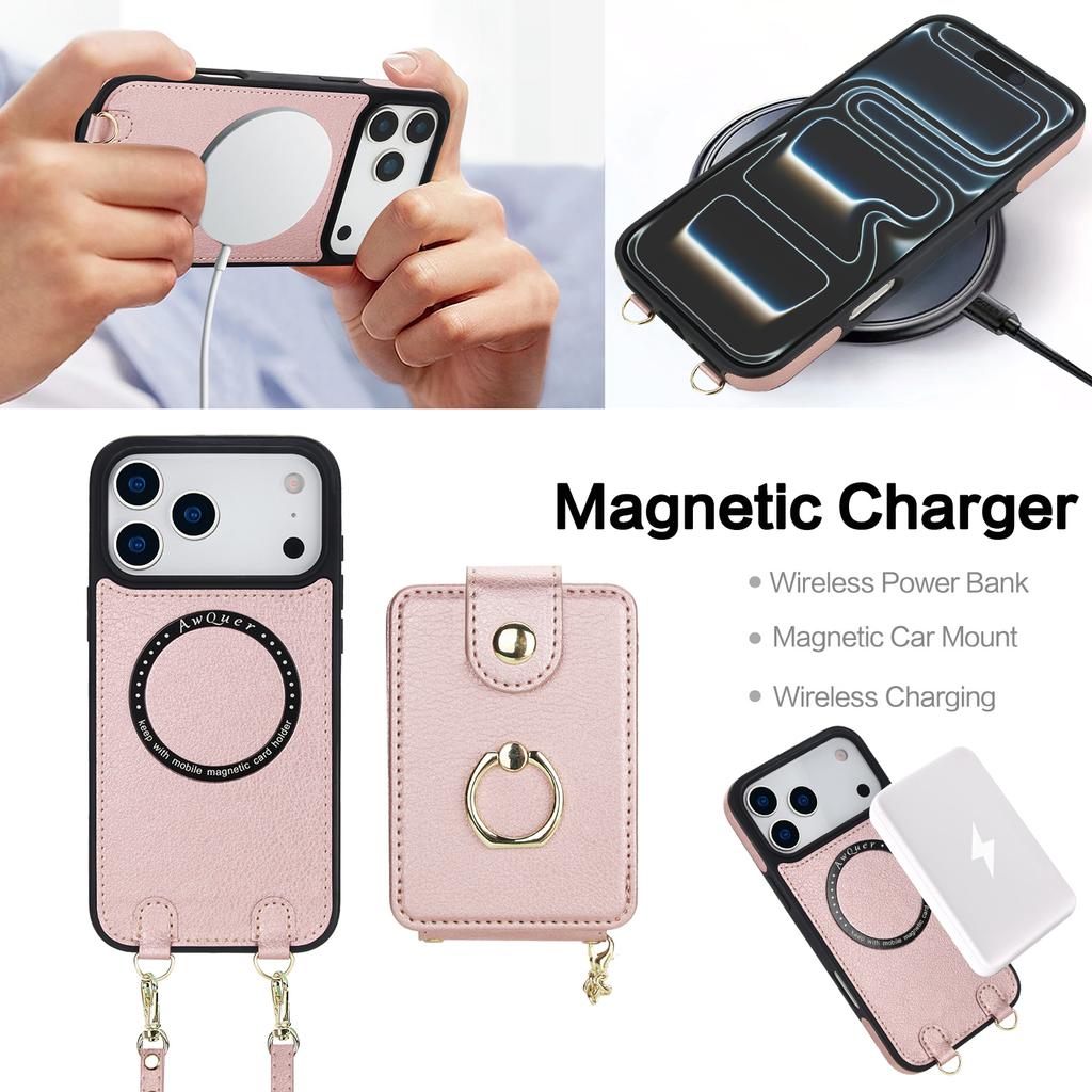 2 In 1 Detachable Crossbody Magnetic Cards Solt Leather Wallet Case For iPhone 17 Pro Max 16 Plus 15 14 13 12 Shockproof Cover