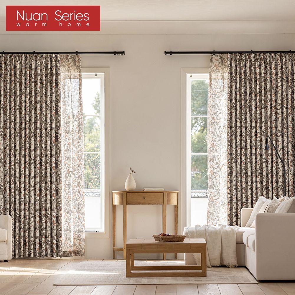 1PC Nuan Series American Medieval Style Blackout Curtains with High-density Printed Curtains for Bedroom Living Room Window for Home Decor