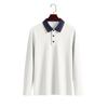Men's Autumn American Style Long Sleeve Polo Shirt, Pique Mesh Casual Golf Simple Color Block Collared Polo for Men
