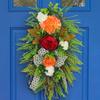 Autumn Season Wreath Door Hanging Leopard Print Harvest Festival Wall Hanging Simulation Plant Front Decoration