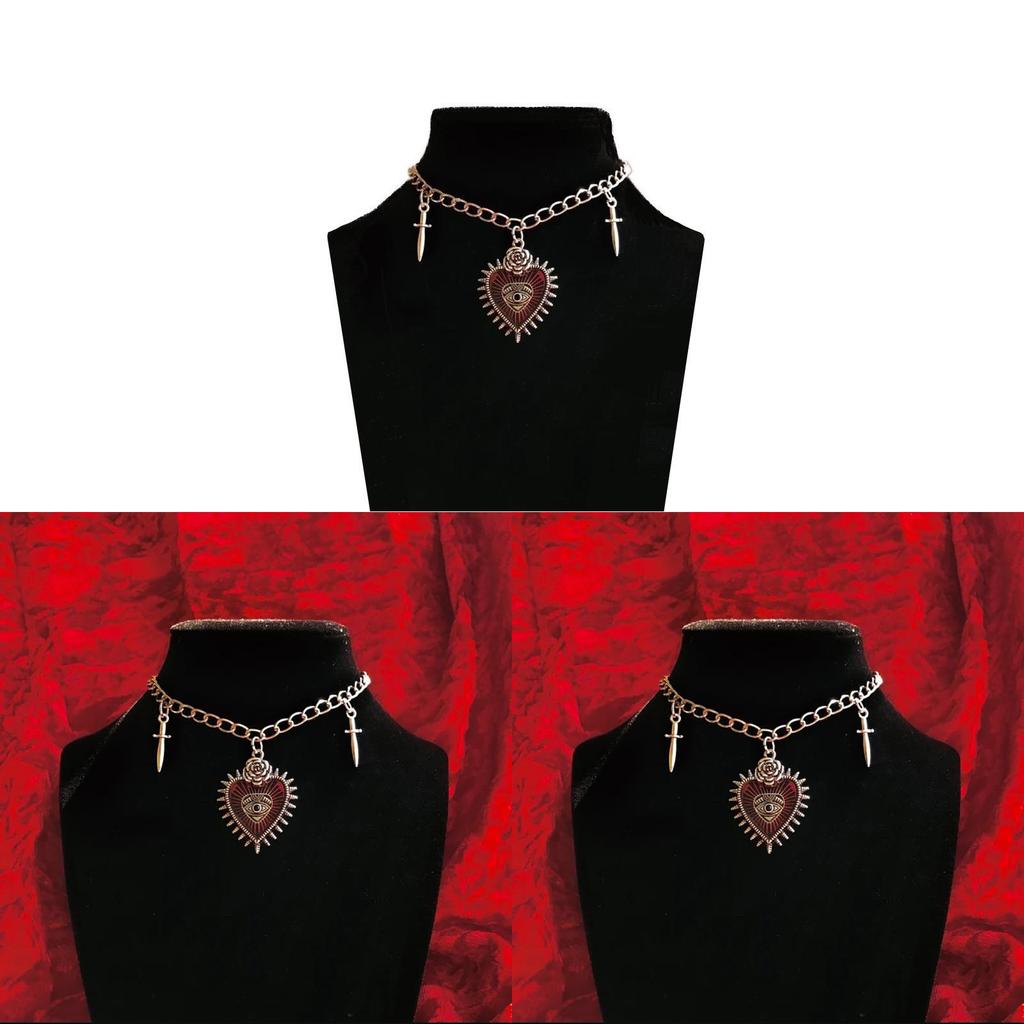 Gothic Hiphop Heart Cross Pendant Necklace For Men And Women