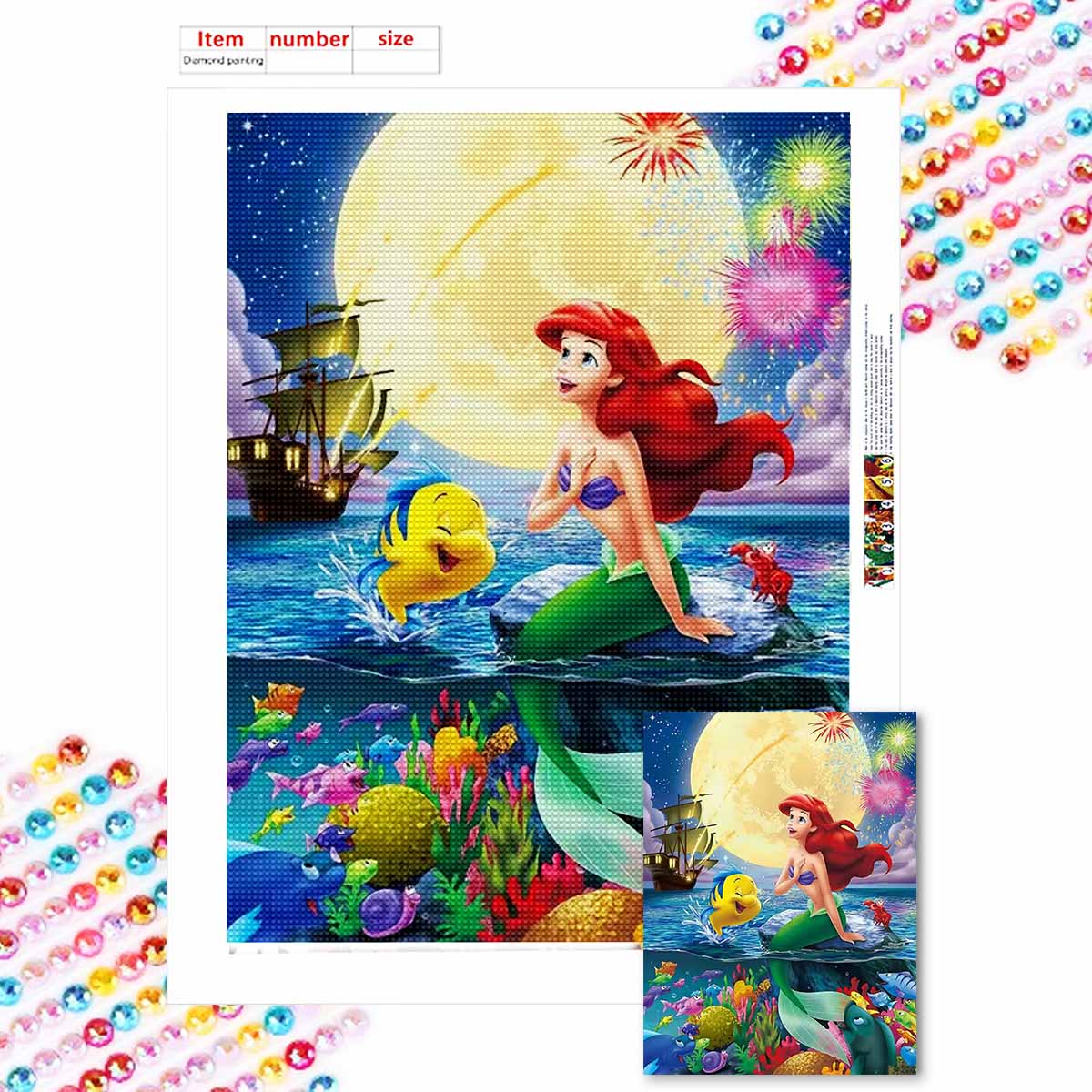 

Алмазная живопись своими руками Смеющаяся русалка Набор для вышивания крестом Мозаичное искусство Алмазная живопись Полный круглый алмаз Домашнее украшение Round 40x50cm