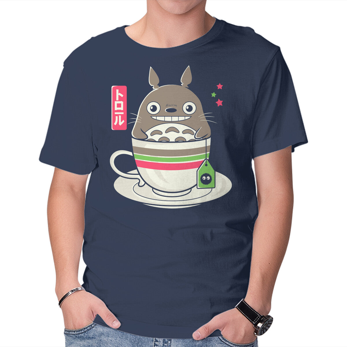Unisex Crew Neck T-Shirt Totoro Coffee Graphic Short Sleeve Casual Tee XS