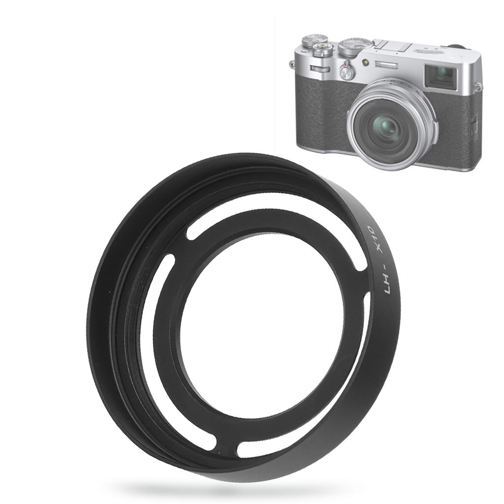 LH Beautiful Appearance Hollow Metal Compact Detachable Camera Lens Hood for Fuji CelsiusX20CelsiusX30(Black )