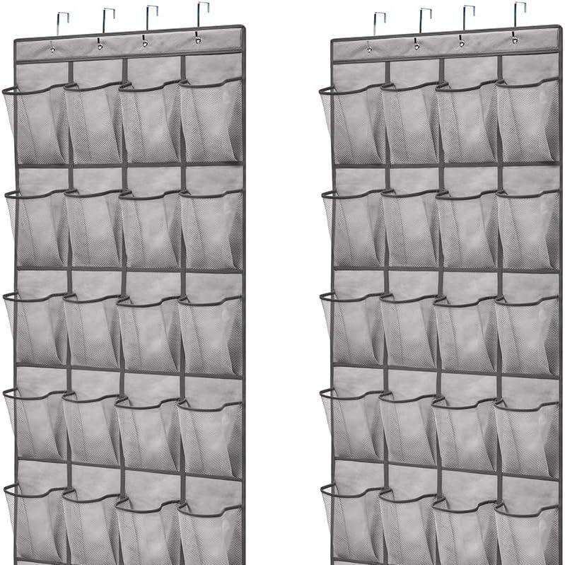 

24 Compartment Multifunctional Storage Hanging Bag with 4 hooks Behind The Door Shoe Hanging Bag Non-woven Fabric Home Storage светло-серый