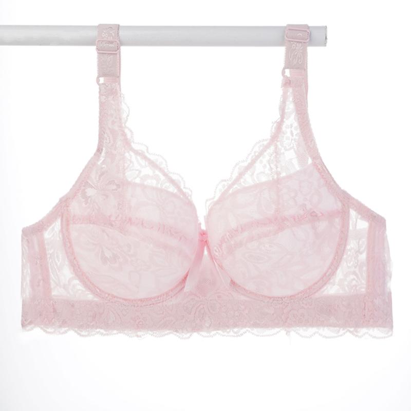 Sexy Lace Hollow Out Breathable Bras for Women Ultra-Thin Solid Color Bra Underwire Push-Up Bras