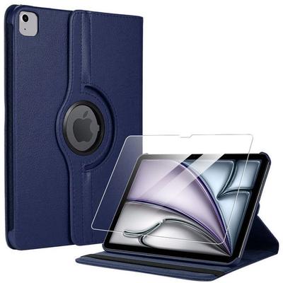 Case + Tempered Glass - BOOLING - for iPad Air 11" 2024/2025/2026 - 360° Rotating Case - Navy Blue
