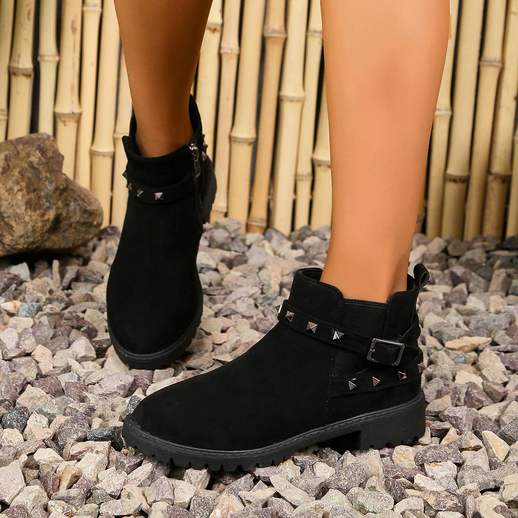 Fashion 2024 New Fashion Ankle Snow Boots Rhinestone Slip On Platform Boots Warm Willow Nails Shoes Round Head Comfortable Flats Boot