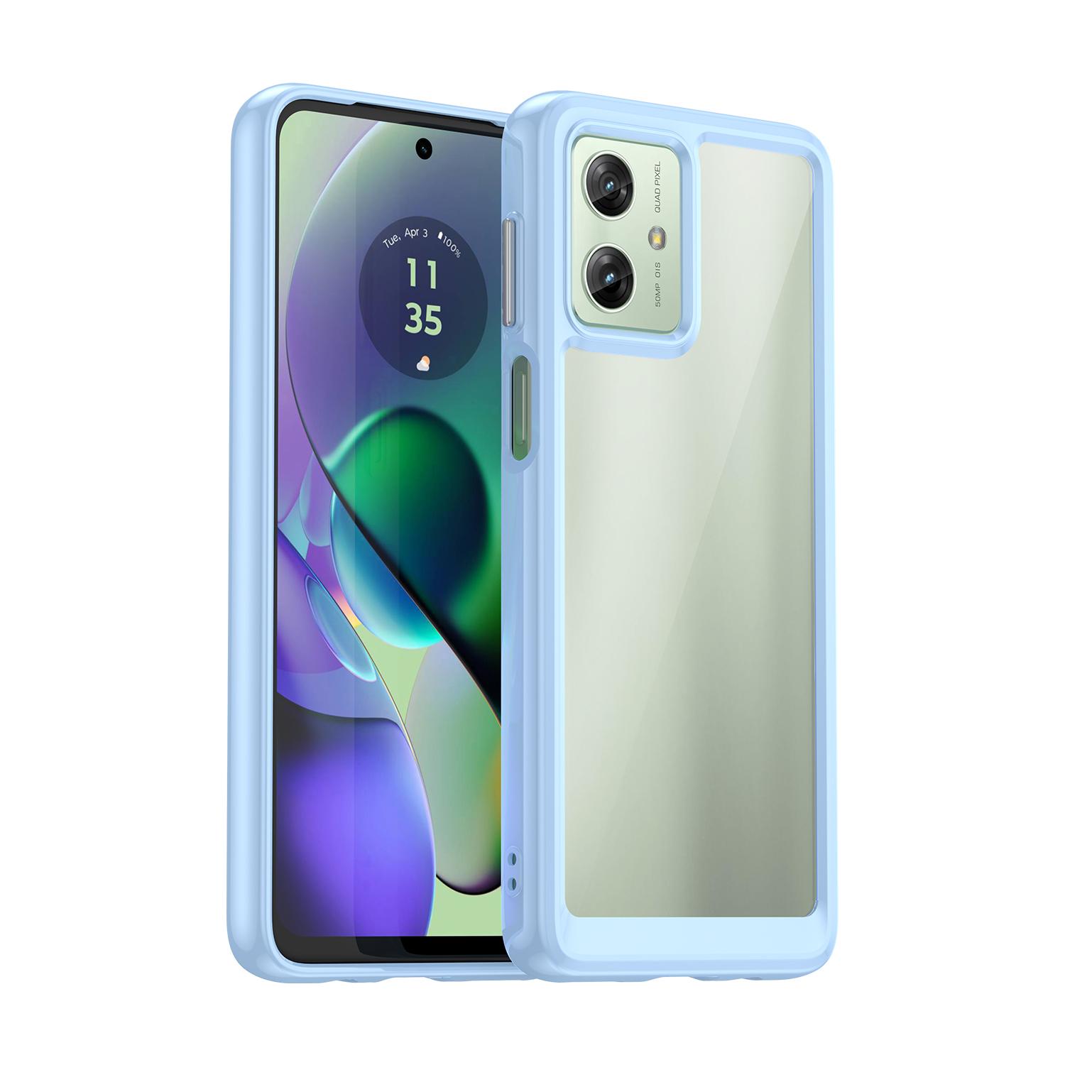 

Для Moto G54 Motorola G54 Power Fashion акриловый чехол для телефона противоударный мобильный чехол для moto g64 роскошная прозрачная задняя крышка For Moto G54 небесно-голубой