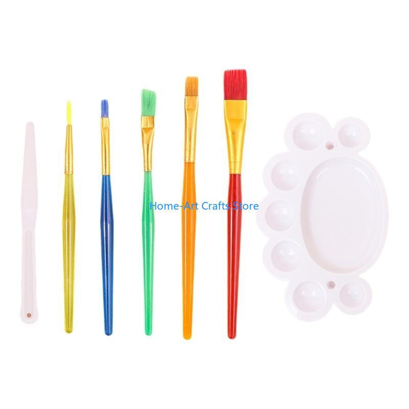 Y3NA Flat Tip Paintbrush for Toddler Acrylic Watercolor Gouaches CN