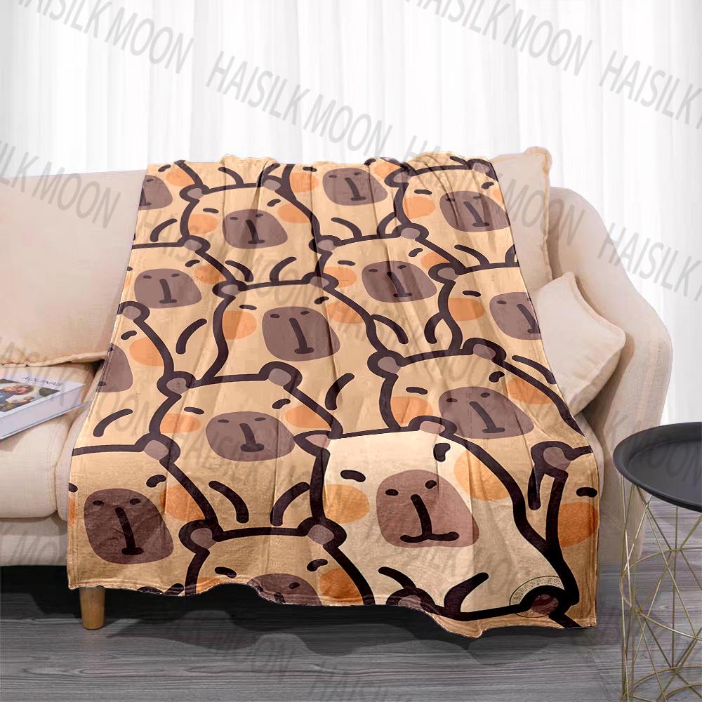 1 Stück Cartoon Cabypara Aufdruck Decke Warm Weich und Bequem Heim Reise Decke Büro Sofa Feiertagsgeschenke für Erwachsene Kinder
