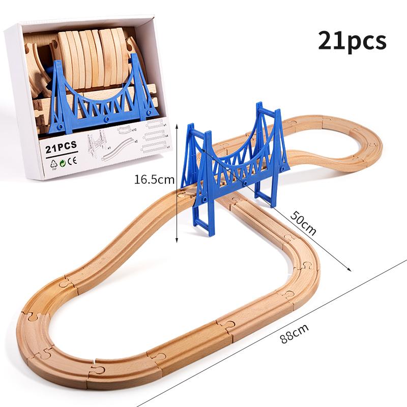 25 stücke Holz Brücke Tunnel Städtischen Schiene Überführung Verkehrs Auto Spielzeug Szene Kombiniert Zug Gleis Zubehör Buche Plattenspieler DIY