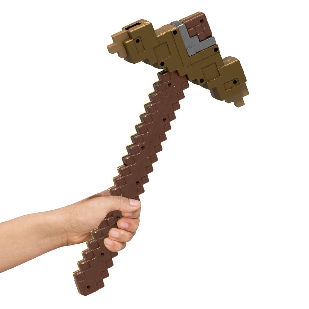 Mattel Minecraft Weapon Transforms in Sword and Pickaxe Figure for Ages 6 and No Batteries JKC15 Seconds! Kids, Up, Brown, Required,
