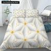 Set Copripiumino Geometrico King Size Tonalità Bianco Oro Set Biancheria da Letto Bohemien Morbido Copripiumino con Federa Copripiumino Singolo