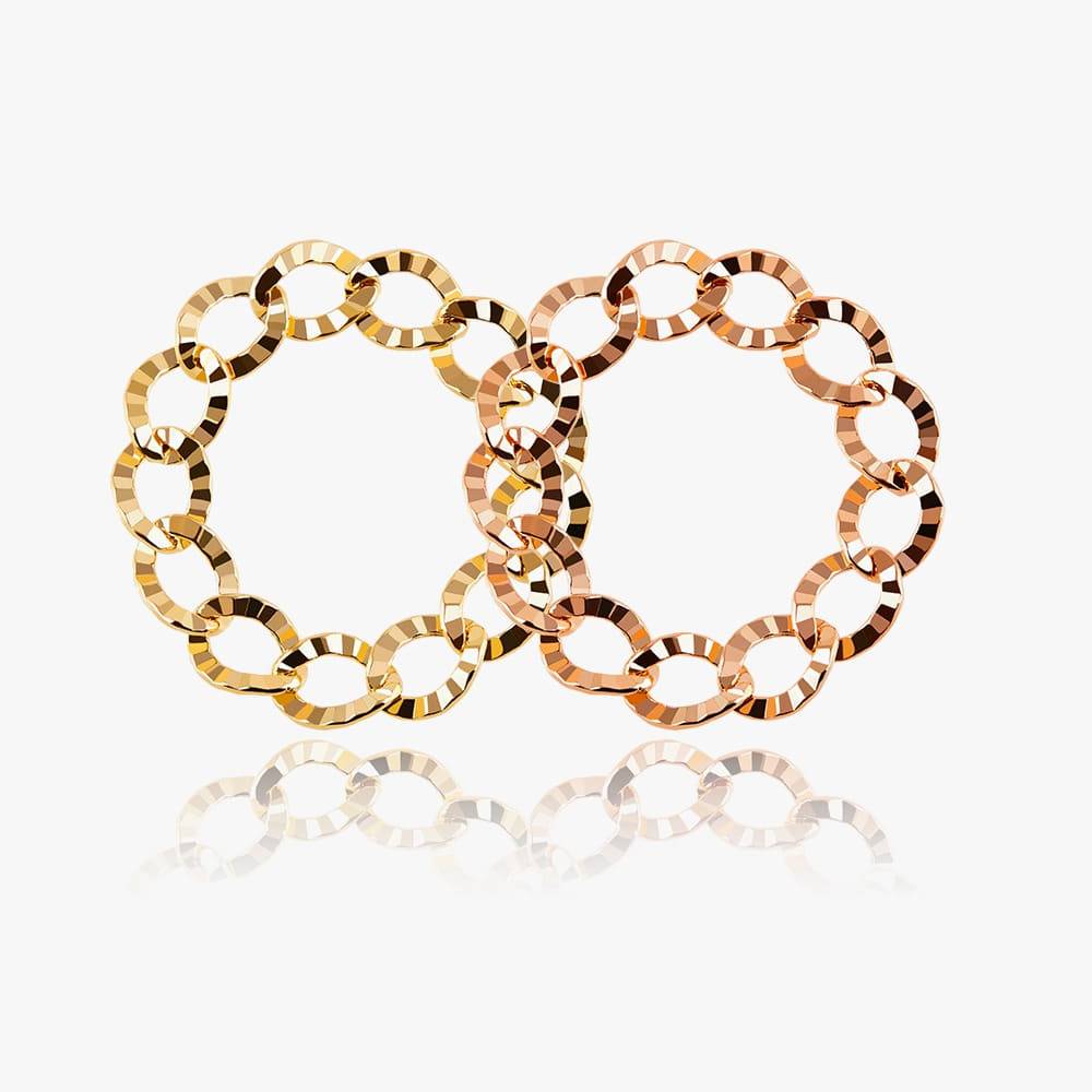 14K 18K Hollow Flat Aureole Chain Gold Ring